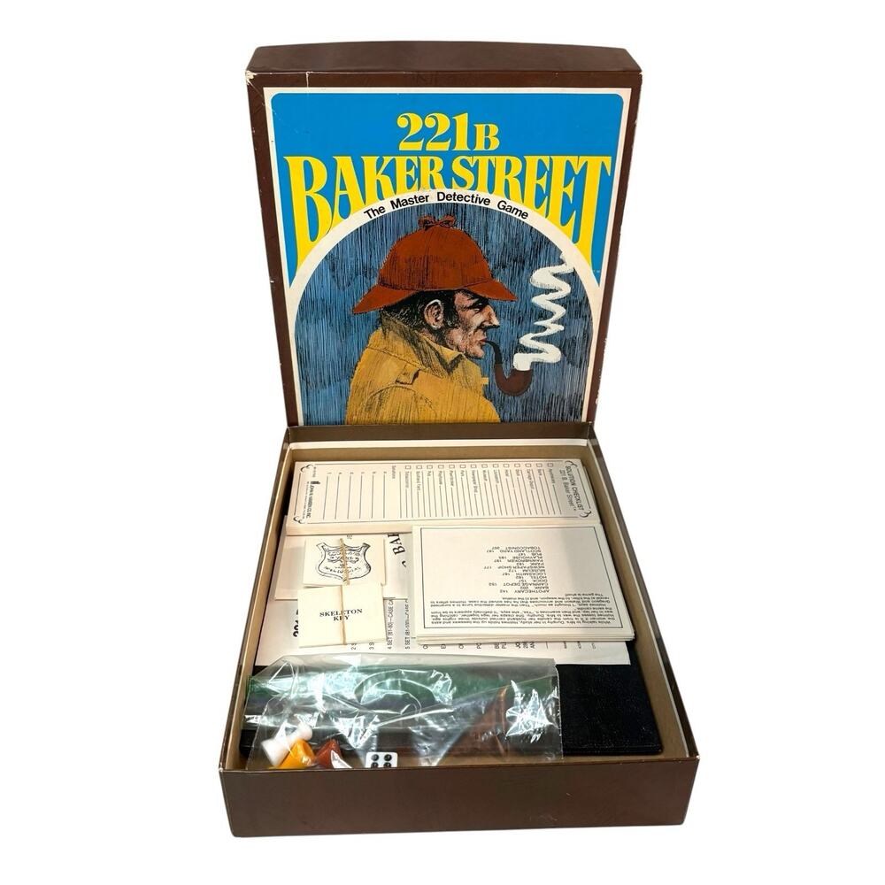 Vintage 221B Baker Street Master Detective Board Game 1977 Hansen 100% COMPLETE
